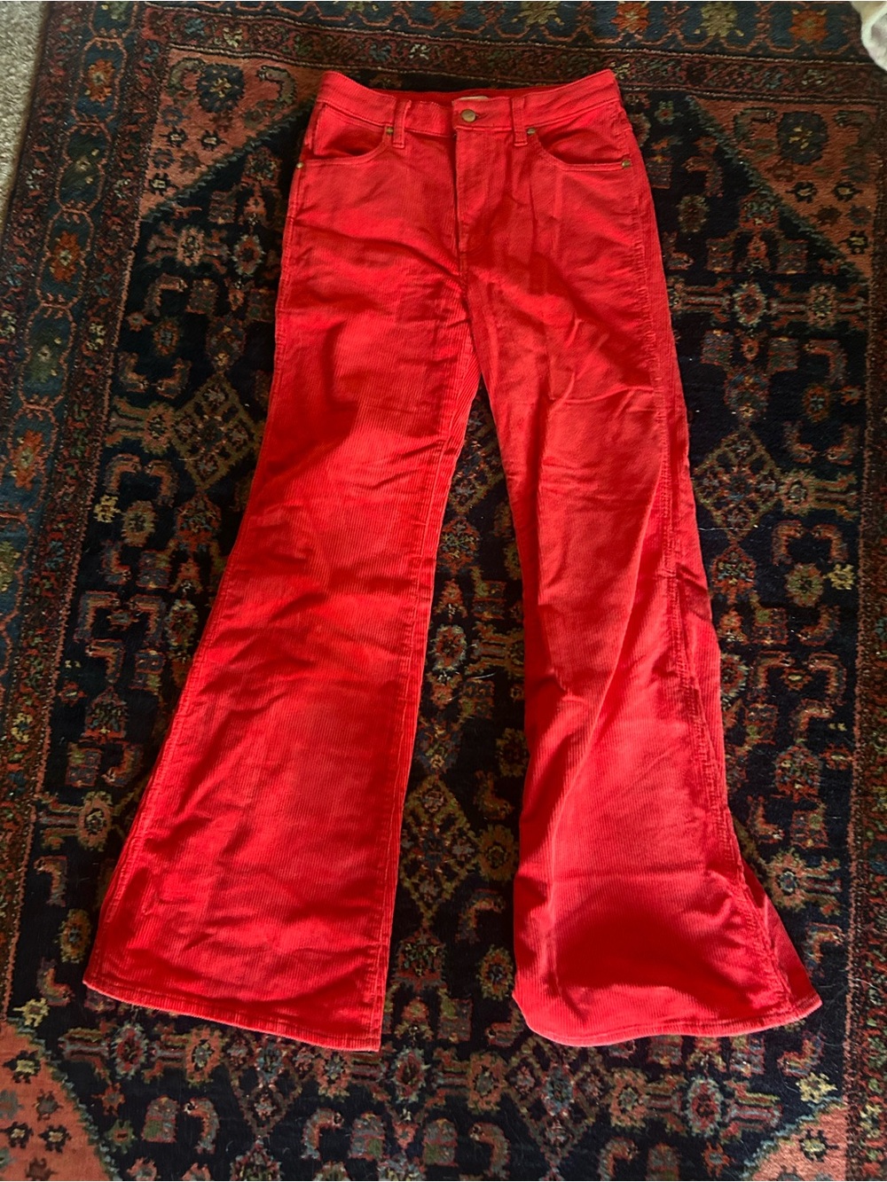 Women’s wrangler High-Rise Wanderer Red Wide-Leg Jeans - Picture 2 of 6